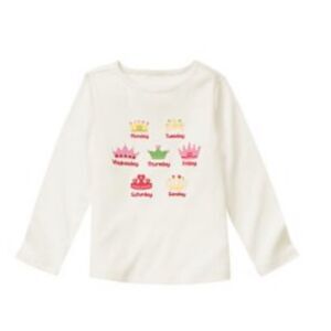Gymboree Tea for Two Girls Crown Days of the Week Long Sleeve Top Size 6 New